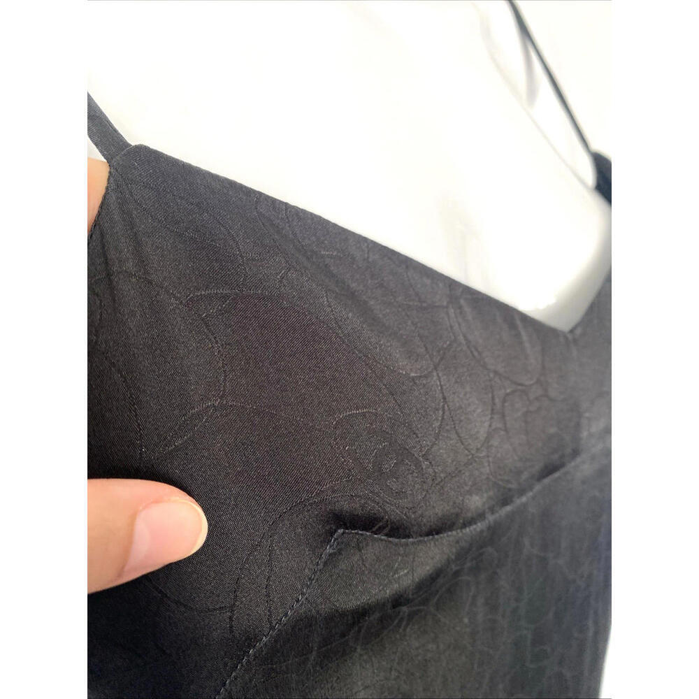 Vintage CHANEL Black Camellia CC Spaghetti Strap Backless Silk Maxi Dress FR-38 - Picture 3 of 9